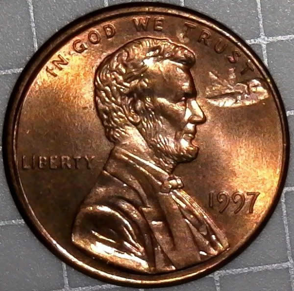 1997-P-Lincoln-Memorial-Cent-With-Huge-Struck-Through-Found-CRH!